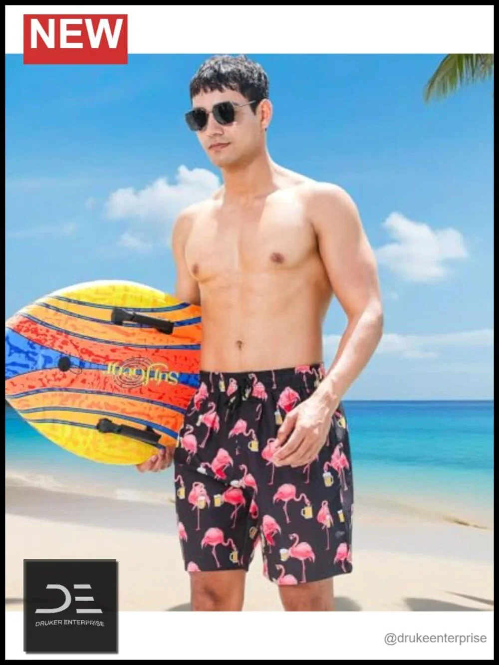 Men's Quick Dry 3D Printed Mesh Lining Swim Trunks with Pockets S-4XL